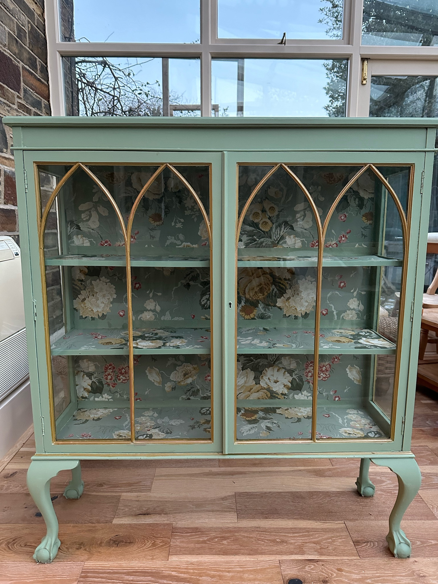Brown cabinet furniture flip. Farrow and Ball. Painted furniture. Green paint. Sage green paint. Display cabinet  

#LTKeurope #LTKfindsunder100 #LTKhome