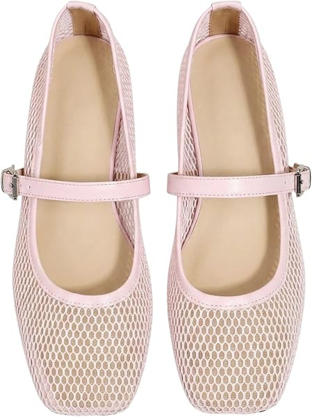 Milumia Women's Mesh Ballet Flats Comfortable Dressy Trendy Square Closed Toe Maryjane Flat Shoes | Amazon (US)