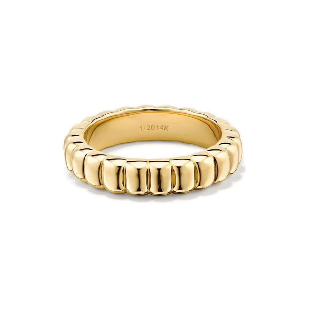 NOKMIT Chunky Gold Statement Rings for Women 14K Gold Silver Tone Cute Puffy Dome Croissant Thumb... | Amazon (US)