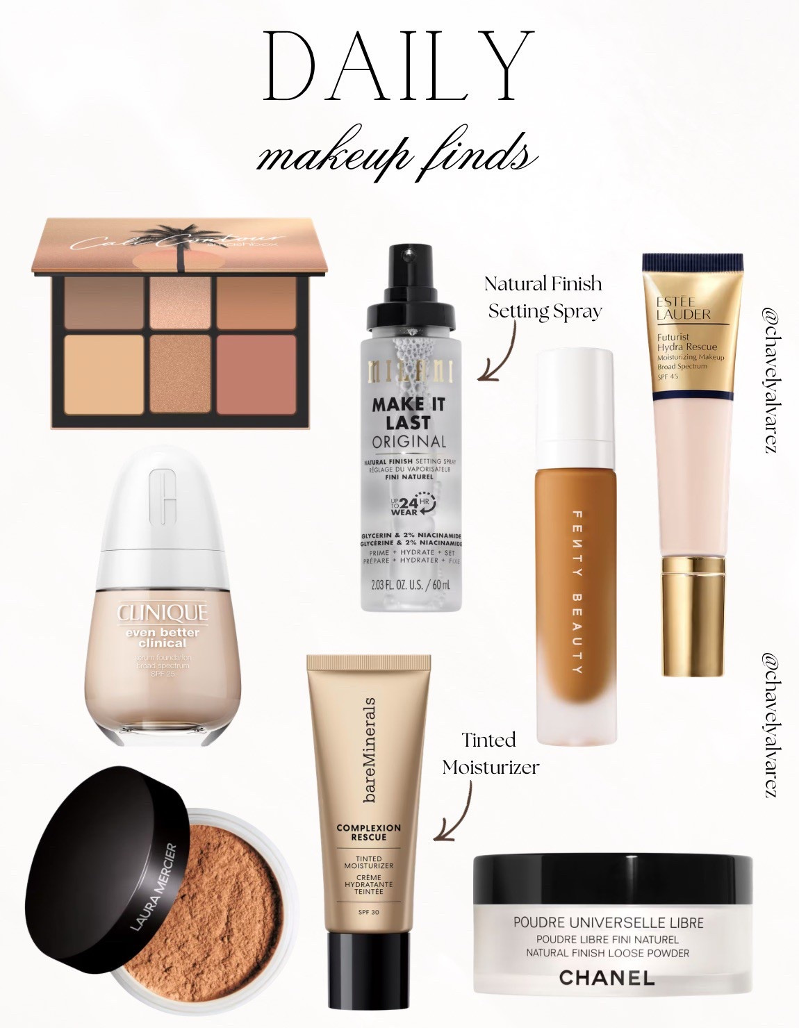 DAILY MAKEUP FINDS: Glowing Skin, Set, & Perfected! ✨

Embrace the flawless natural trend with these perfectly balanced everyday beauty essentials from Ulta—all under $50! 💄

We are obsessed with the glow-focused lineup: start with a hydrating base like the Estée Lauder Futurist Hydra Rescue or the bareMinerals Complexion Rescue Tinted Moisturizer for a seamless, skin-like finish. Balance your complexion with the Clinique Even Better Clinical foundation and a touch of warmth from the Smashbox Cali Contour palette. Finish the look with cult-favorite setting essentials: a dusting of the Chanel Poudre Universelle Libre or Laura Mercier loose powder, and a final spritz of the Milani Make It Last Setting Spray to ensure your polished glam stays locked in all day!

#DailyMakeup
#UltaBeauty
#UltaFinds
#CleanGirlMakeup
#GlowingSkin
#MakeupRoutine
#SettingSpray
#TintedMoisturizer
#BeautyMustHaves
#EverydayMakeup
#FlawlessFinish
#LTKBeautystyle
#MakeupInspo
#BeautyBasics
#GlowyMakeup


#LTKselfcare #LTKBeauty #LTKFindsUnder50