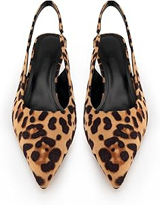 DREAMCIA Slingback Kitten Heels for Women Pointed Toe Pumps Metallic Slingback Heels | Amazon (US)