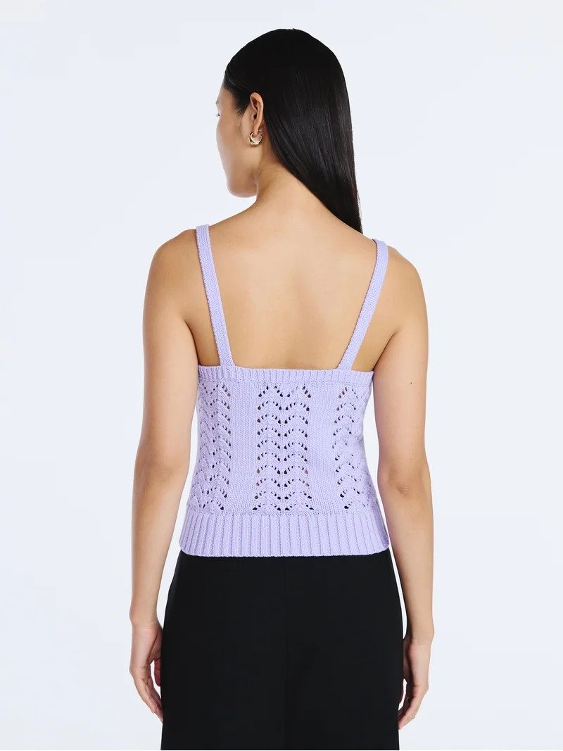 Scoop Women’s and Women's Plus Crochet Sweater Tank Top with Sweetheart Neck, Sizes XS-4X | Walmart (US)
