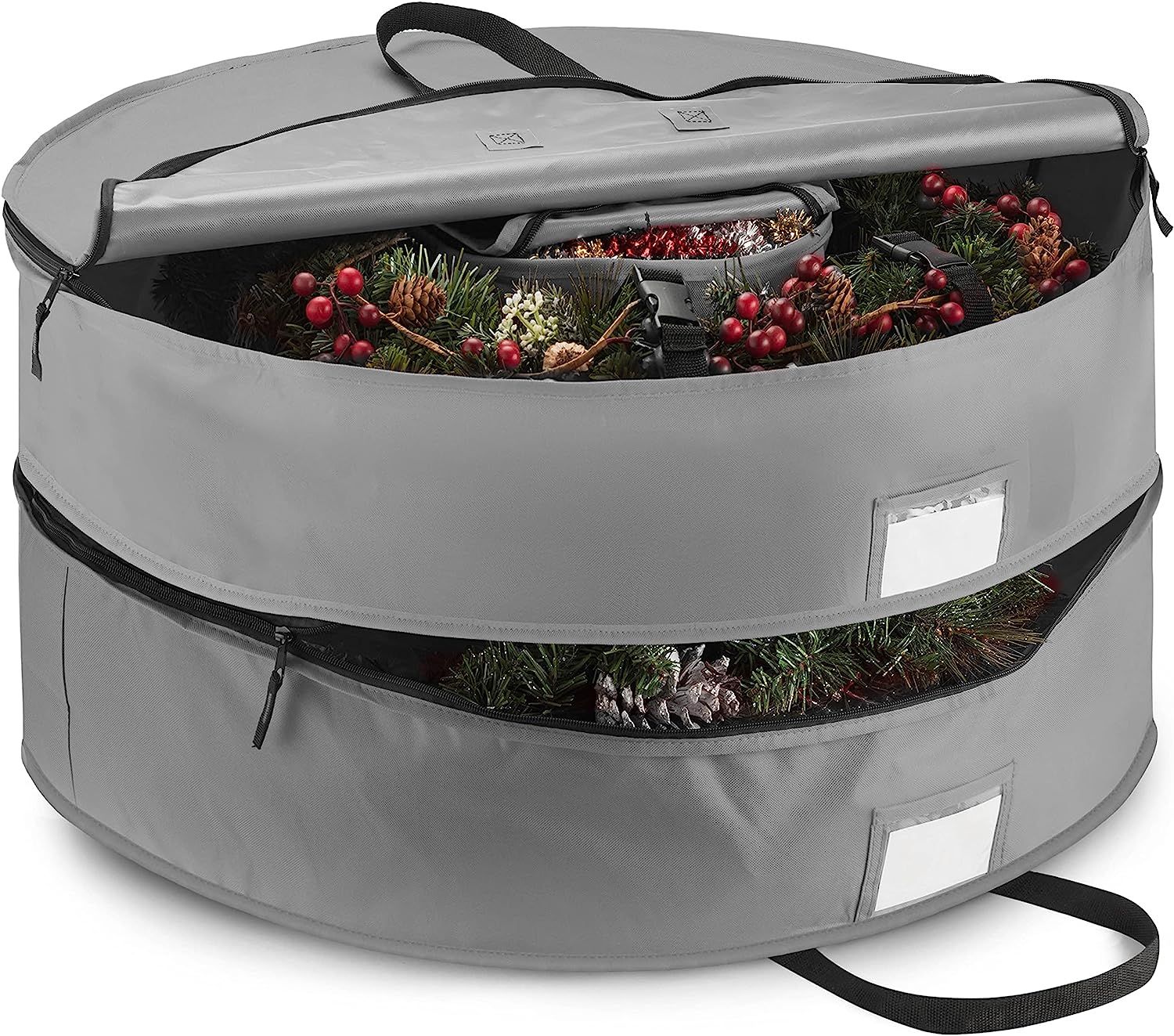 Amazon.com: ZOBER Double Premium Christmas Wreath Storage Bag 30”, with Compartment Organizers ... | Amazon (US)