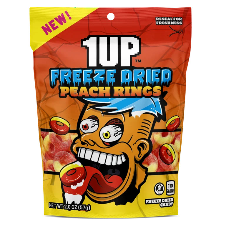 1UP Freeze Dried Peach Rings, 2.0 OZ Resealable Bag | Walmart (US)