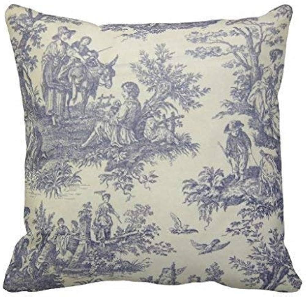 Jbralid French Vintage Toile Pillow Cover Cotton Linen Indoor Decor Throw Pillow Case 18x18 in | Amazon (US)