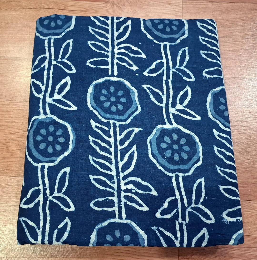 Indigo Blue by the Yard Fabric,indian Block Print Fabric,floral Fabric for Sewing,quilting,clothi... | Etsy (US)