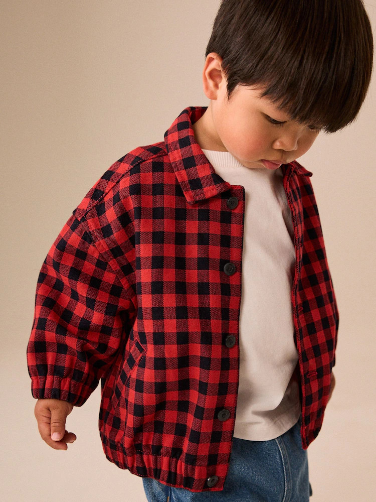 Red Cotton Twill Gingham Check Overshirt (3mths-7yrs) | Next EU