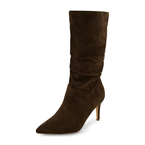 CUSHIONAIRE Women's Hip Slouchy Vegan Suede Mid-Calf Scrunch Boot with Pointed Toe, Memory Foam & 3-Inch Heel | Wide Widths Available | Amazon (US)
