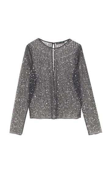 SEQUINNED TRANSPARENT TOP | PULL and BEAR UK