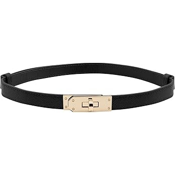CHEERYMAGIC Skinny Leather Belt Women Solid Color Alloy Turn Lock Adjustable Waistband Thin Waist... | Amazon (UK)
