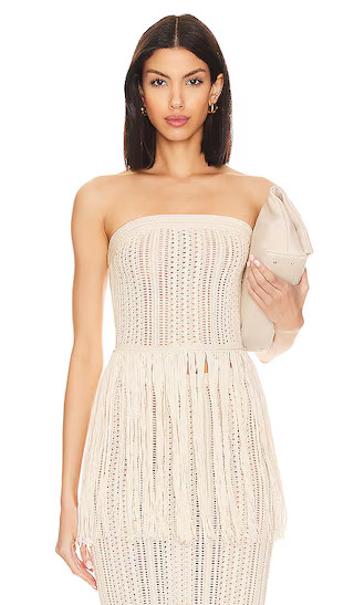 Celestie Fringe Tube Top in Ivory | Revolve Clothing (Global)