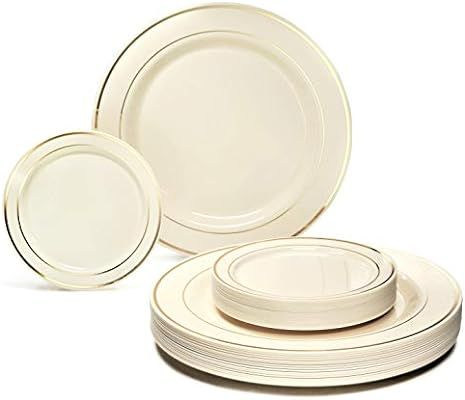 " OCCASIONS " 50 Plates Pack, Heavyweight Premium Disposable Plastic Plates Set (25 x 10.5'' Dinn... | Amazon (US)