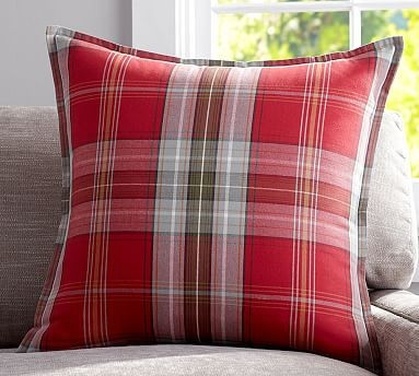 Newburry Plaid Pillow Cover, 22 x 22"", Red Multi | Pottery Barn (US)