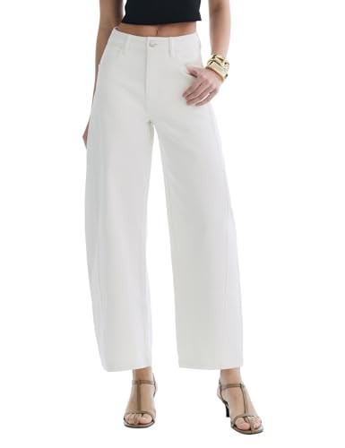SGIVL White Jeans Womens High Waisted Barrel Jeans Wide Leg Stretchy Baggy Trendy Ankle Length Pants Y2K White 14 | Amazon (US)