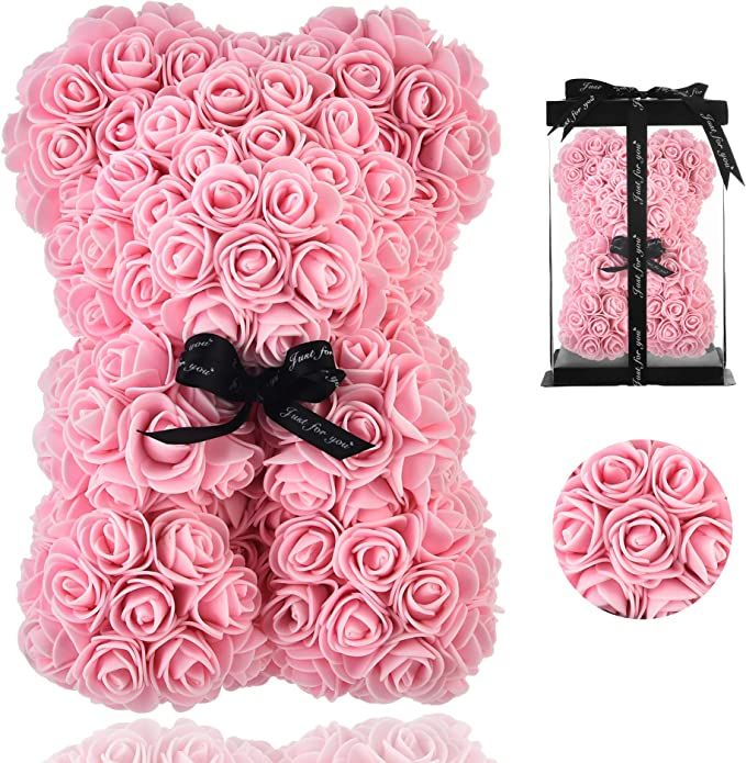 Rose Bear - Rose Teddy Bear on Every Rose Bear -Flower Bear Perfect for Anniversary's - Clear Gif... | Amazon (US)