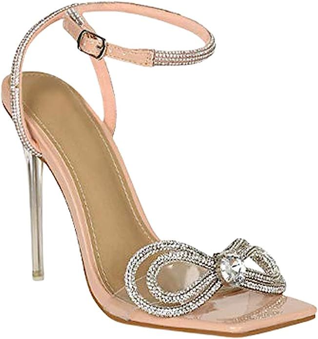 Rhinestone Clear High Heel Sandals for Women- Sugar Coated | Amazon (US)