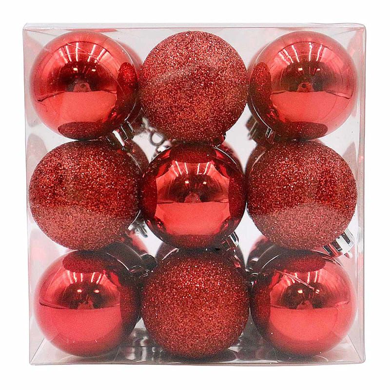 27-Count Red Mix Shatterproof Ornaments, 1.6" | At Home