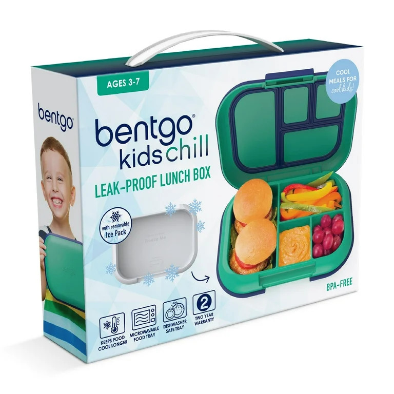 Bentgo Kids Chill Bento-Style Lunch Box - Removable Ice Pack - Green - Walmart.com | Walmart (US)