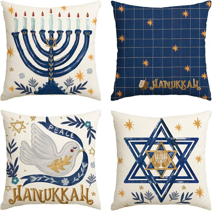 AVOIN colorlife Hanukkah Menorah Peace Dove Blue Throw Pillow Covers, 18 x 18 Inch Holiday Cushio... | Amazon (US)