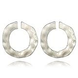 Zcxaa Simple Gold Color Silver Plated Geometric Long Circle Earrings Women's Big Hollow Drop Earring | Amazon (US)