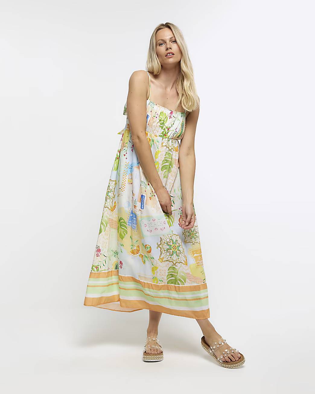 Orange Tropical print cami maxi dress | River Island (US)
