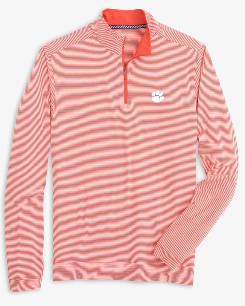 Clemson Tigers Cruiser Micro-Stripe Heather Quarter Zip | Southern Tide