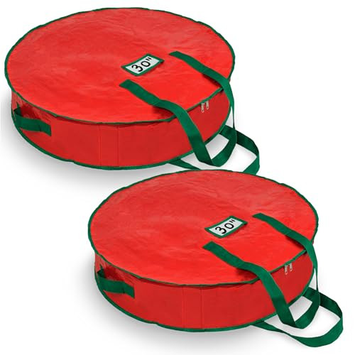 Handy Laundry Christmas Wreath Storage Bag - 2-PACK - Durable, Tarp Material, Zipper, Sturdy Carry Handle, Dust, Pest Protection - Ideal Home, Garage Organization for Holiday Wreath Decoration. (30") | Amazon (US)