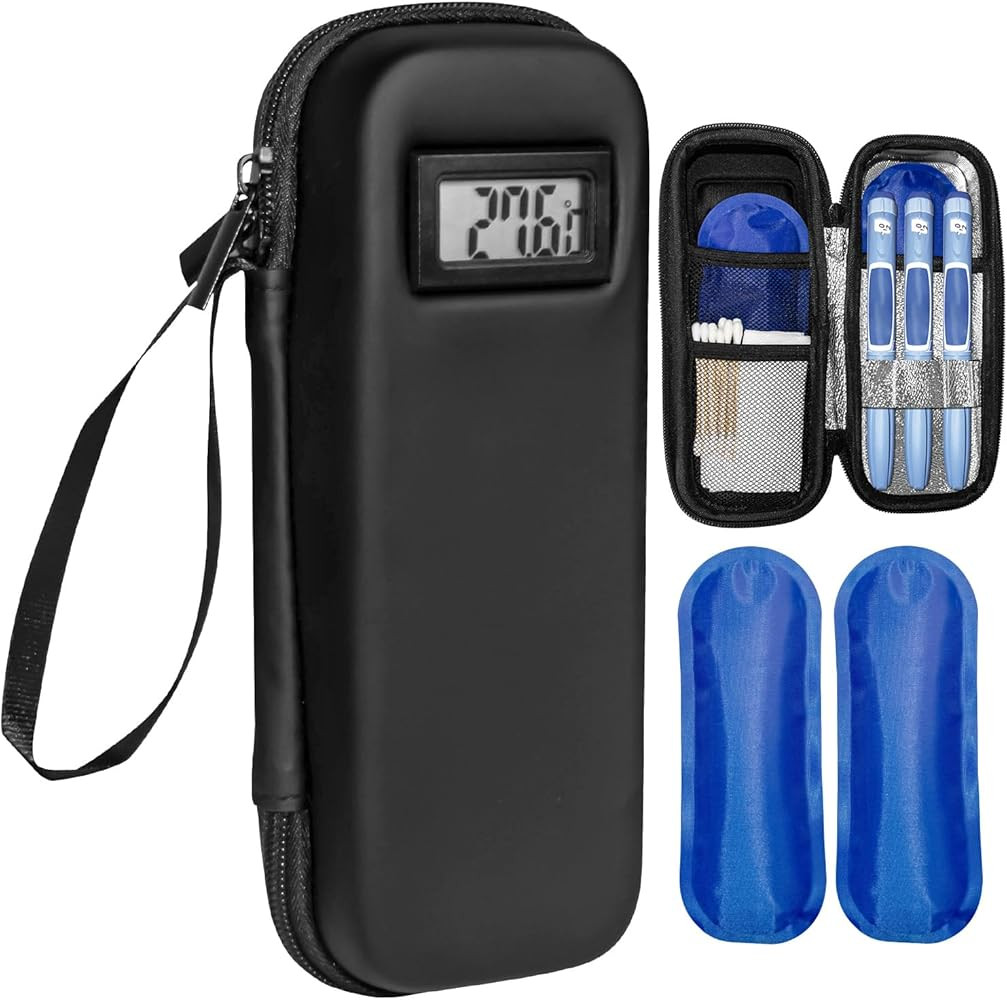 Insulin Cooler Travel Case with Temperature Display, Diabetes Travel Case with 2 Reusable Ice Pac... | Amazon (US)