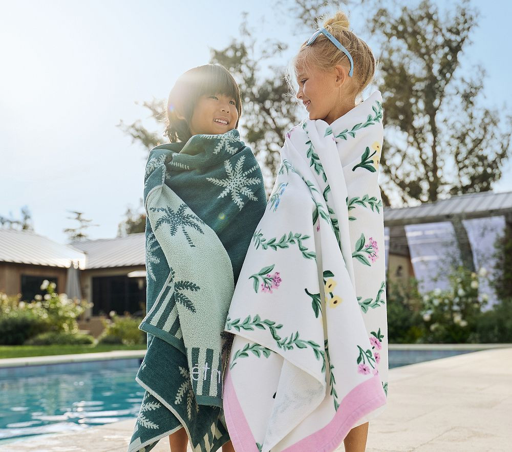Floral Stripe Kid Beach Towel UPF 50+ | Pottery Barn Kids