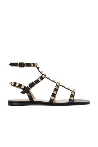 Valentino Garavani Rockstud Sandal in Black | FWRD 