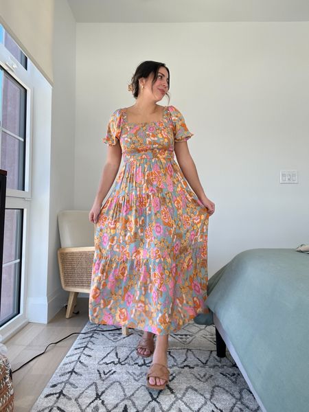 Love this maxi dress from Amazon under $50 - perfect for a bridal shower, baby shower, or a casual day out paired with sneakers! True to size, wearing an M. Also love these square toe heels (true to size) 

#LTKshoecrush #LTKFestival #LTKSeasonal