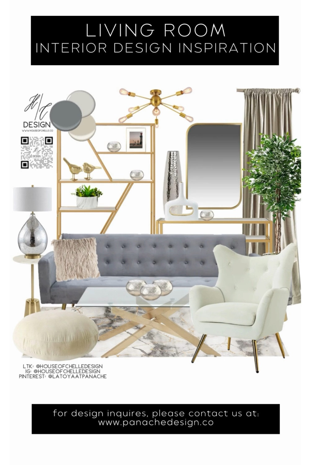 Neutral and Gold Modern Living Room Decor | living room home decor | living room moodboard | living room concept board | sofa, leather sofa, coffee table, end table, dresser, armoire, entry table, rug, side tables, side chair,  bean bag chair, side table lamps, table lamps, wall sconces, accent tables, chandelier, ceiling fan, ceiling light, floor lamp, faux plants, vases, mirror, artwork, pillows, blanket, throw, serving tray, glasses, drinking glasses, curtains, window treatments, candle holders, modern home, modern home decor, glam home. #LTKFind #moodboard

#LTKstyletip #LTKhome