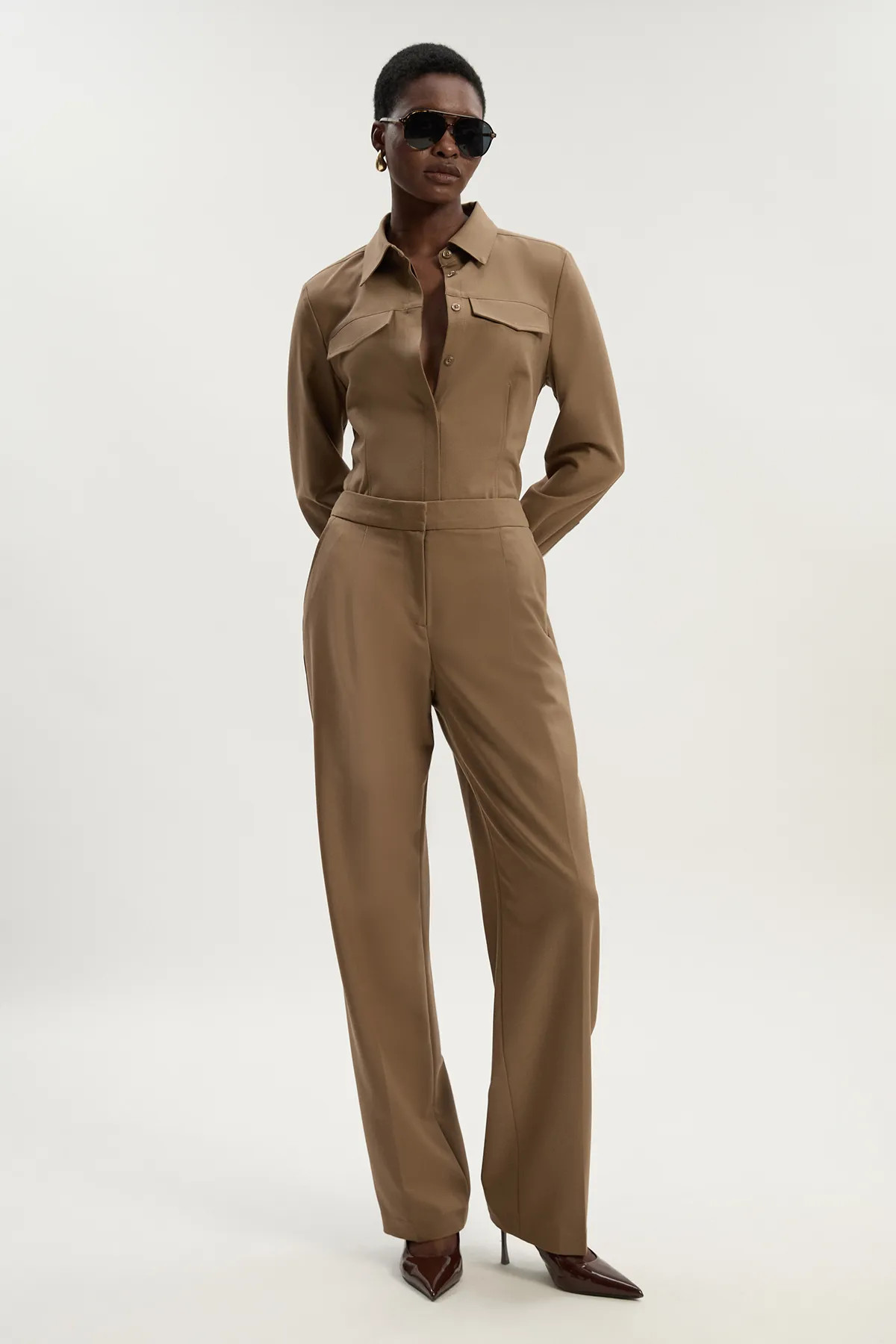 Viscose Blend Tailored Tapered Leg Trouser | Karen Millen UK + IE + DE + NL