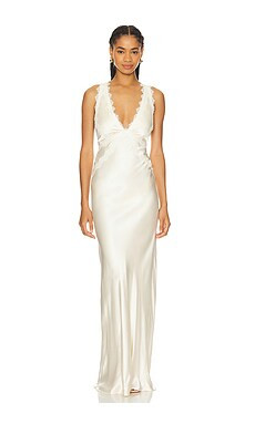Shona Joy La Lune Lace Cross Back Maxi Dress in Cream from Revolve.com | Revolve Clothing (Global)