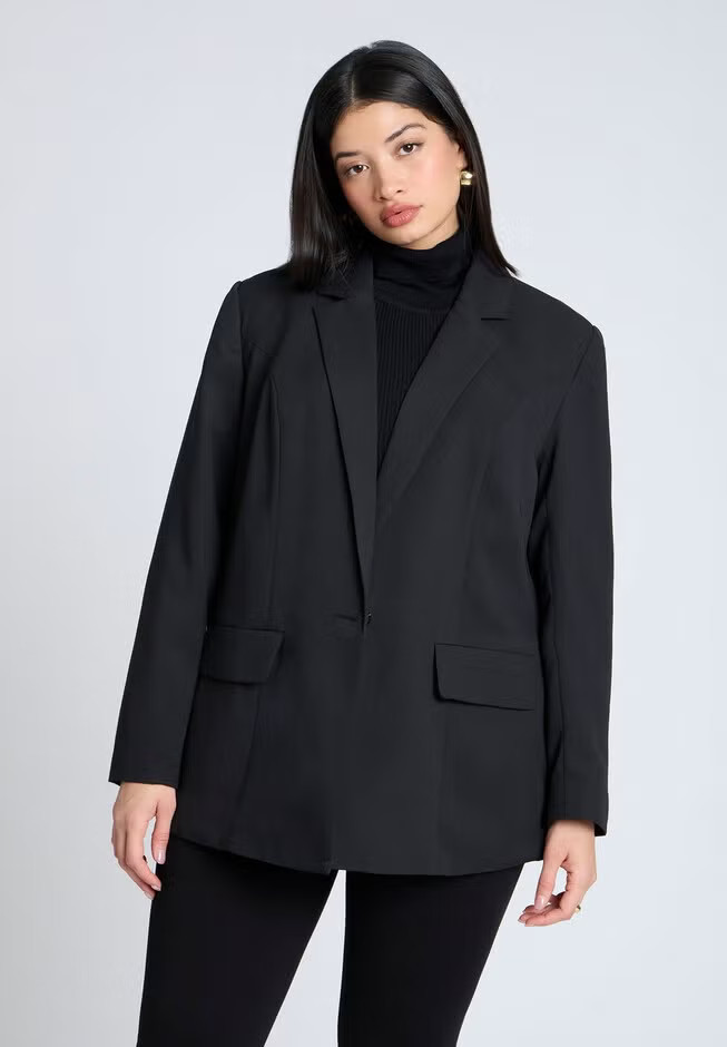 The Fluid Crepe Longline Blazer | Eloquii