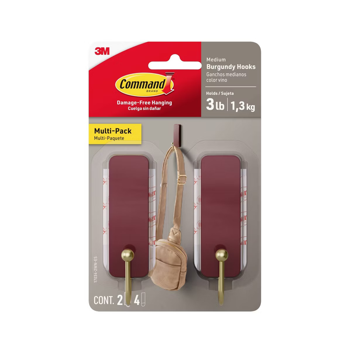 Command Damage-Free Medium 2 Hooks and 4 Strips Burgundy | Target