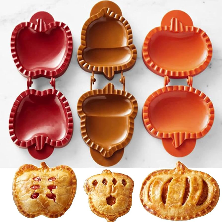 Jxueych 3 Pieces Dough Presser Pie Molds, Party Potluck Hand Pie Molds, Fall Apple Pumpkin and Ac... | Amazon (US)
