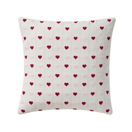 My Texas House 18" x 18" Bright White Hearts Cotton Decorative Pillow Cover | Walmart (US)