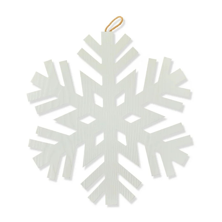 Holiday Time 15.7" White Wood Snowflake Hanging Christmas Decoration. - Walmart.com | Walmart (US)