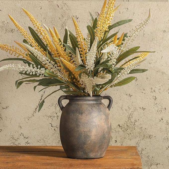 Ceramic Flower Vase 7.6 inch Farmhouse Rustic Vase Decorative Pottery Terracotta Vases for Home D... | Amazon (US)