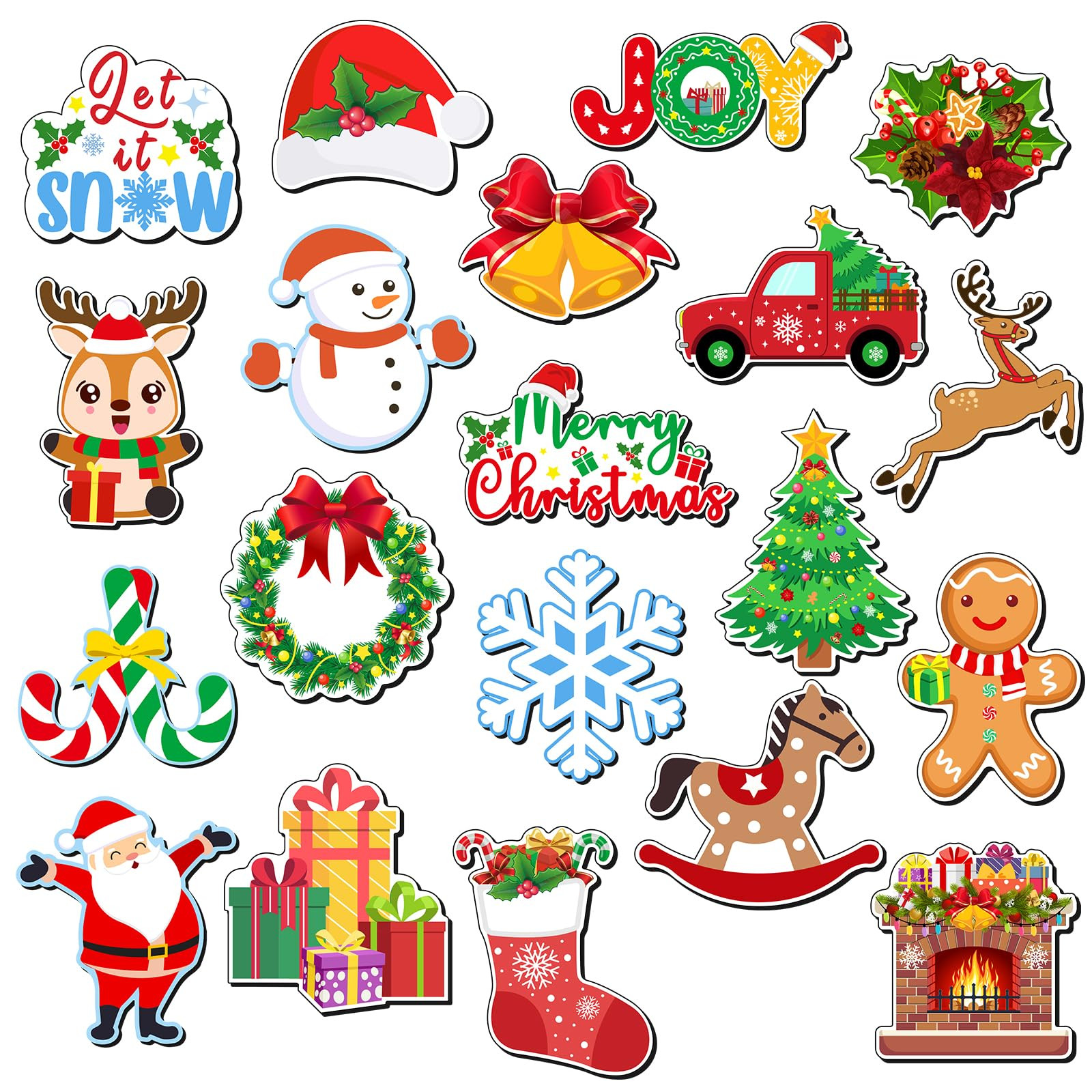 20PCS Christmas Refrigerator Magnets, Xmas Fridge Magnet Sticker Waterproof Santa Snowman Magneti... | Amazon (US)