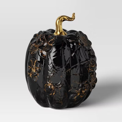 Large Halloween Ceramic Pumpkin Black - Threshold™ | Target