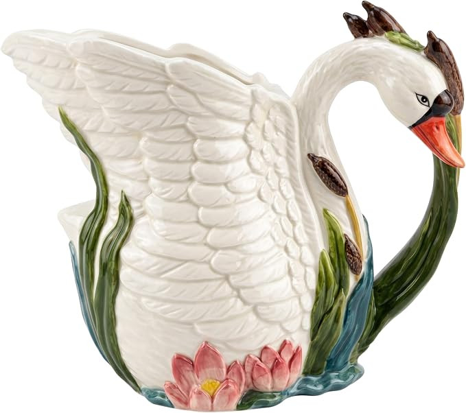 Blue Sky Clayworks Swan Pitcher, 850 ml, 9.5"L x 4.125"W x 7"H | Amazon (US)