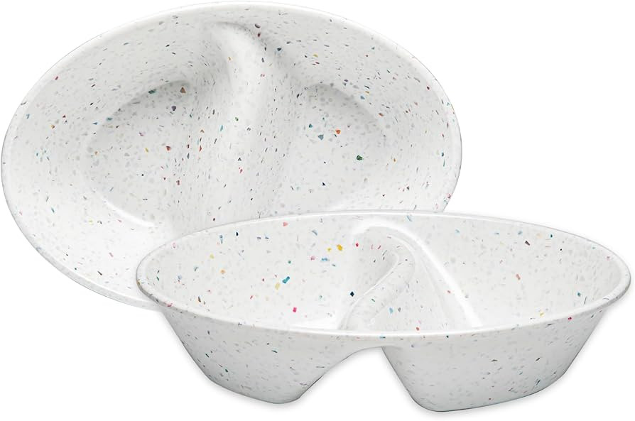bzyoo Confetti Divided Bowl Set of 2, 100% Melamine BPA-Free Stackable Unbreakable Bowls with Two... | Amazon (US)