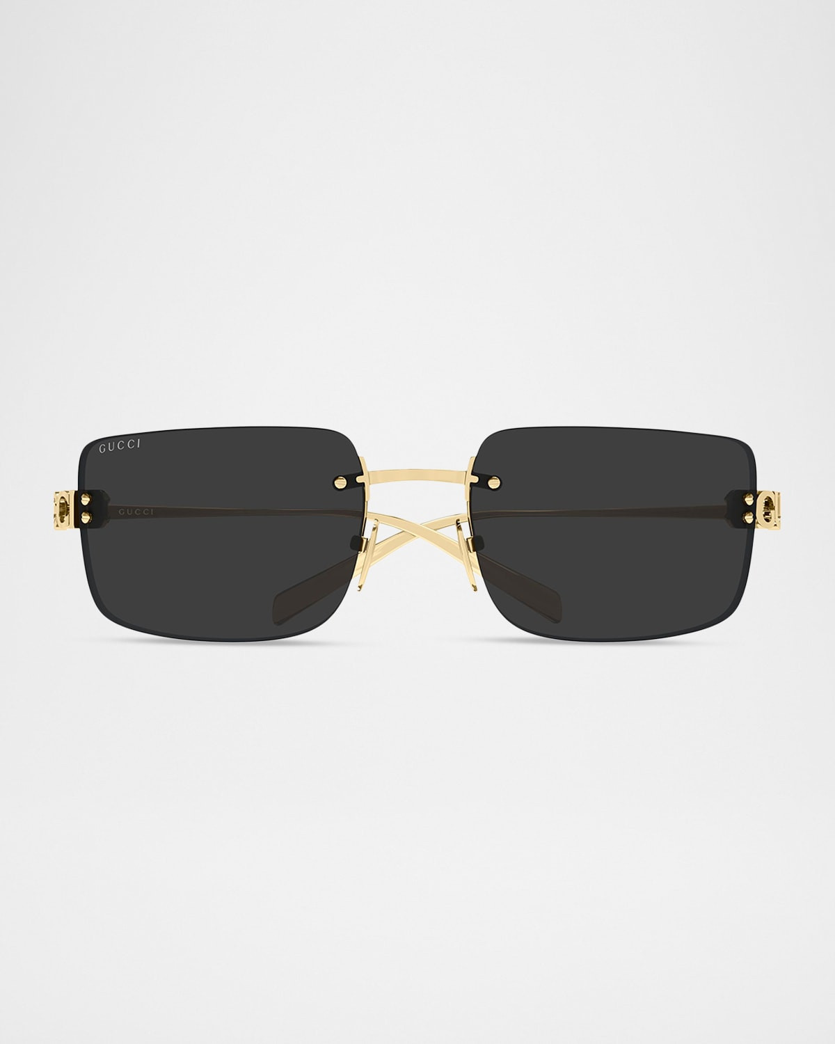 Logo 61mm Metal Rectangular Sunglasses | Neiman Marcus