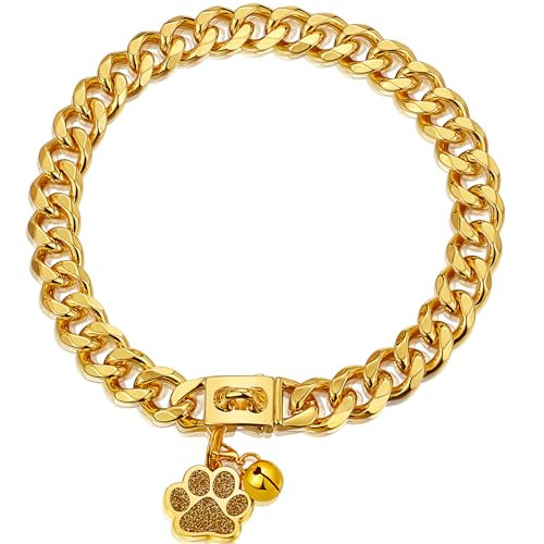 Luxlife Dog Chain Collar 15mm 19mm Thick Dog Collar with Quick Release Buckle 18K Gold Chain Collar for Small Medium Large Dogs(15MM, 18") | Amazon (US)