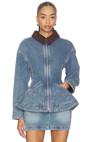 Line & Dot Mottle Jacket in Blue. - size L | Revolve Clothing (Global)