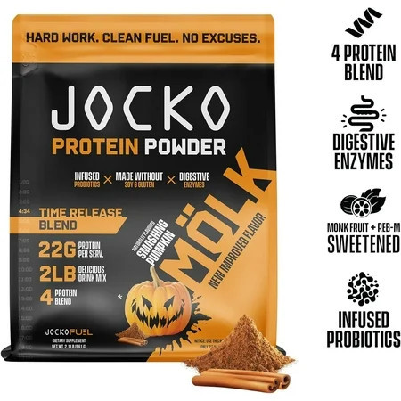 Jocko Mölk Whey Protein Powder 22g, 2lbs, Pumpkin | Walmart (US)