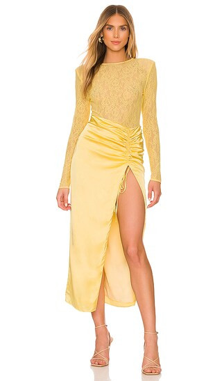 Farah Midi Dress in Yellow | Revolve Clothing (Global)