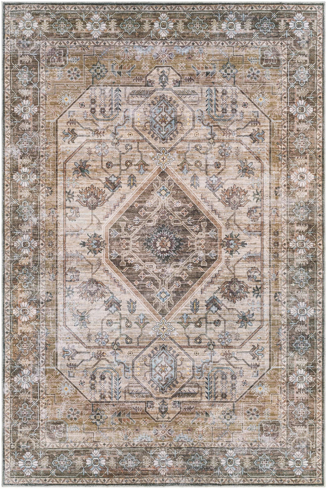 Inwelle Performance Brown/Gray/Blue Rug | Wayfair North America